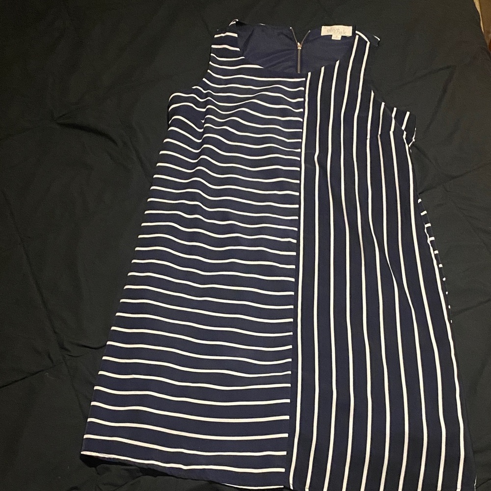 Chic Striped Navy and White Mini Dress